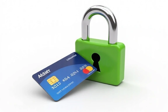 Secure payment icon with a lock and credit card